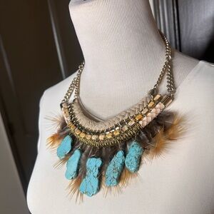EXPRESS | Semi Precious Stone Feather Necklace